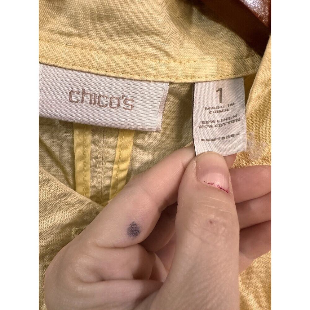 Chicos Cottagecore Yellow Button Down Jacket Size… - image 3
